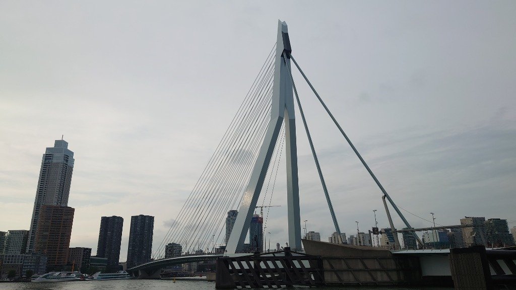 The iconic Erasmus Bridge in Rotterdam celebrating its 30th anniversary year